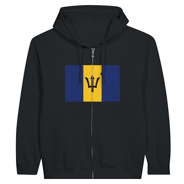 Barbados Flag Zip Hoodie i Svart Svart XL