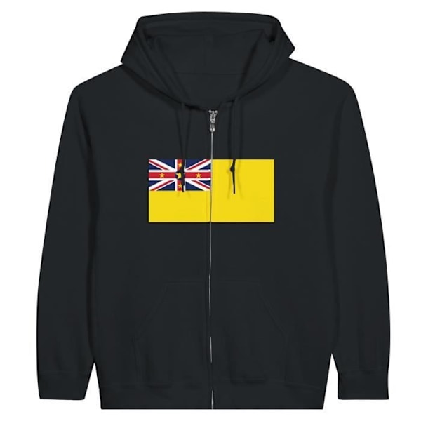 Niue Flag Zip Hoodie i Svart Svart jag