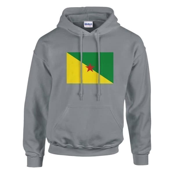 Hættetrøje - PIXELFORMA - Guyanas flag - Grå - Bomuld-Polyester - Øko-venlig Grå S