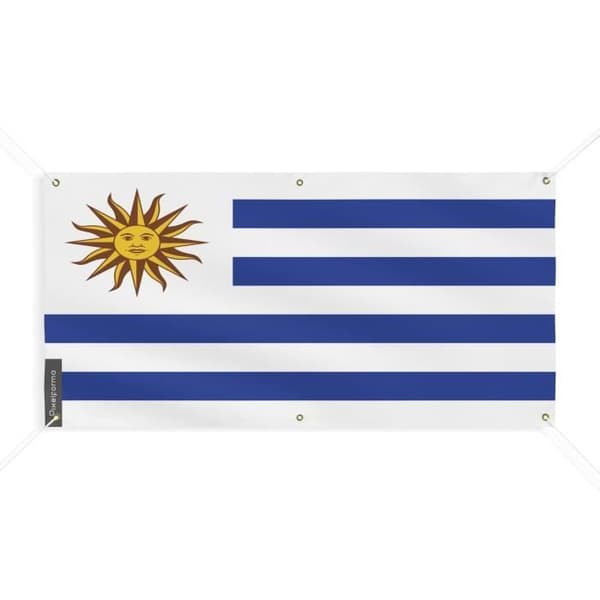 Uruguayn lippubanneri 6 silmukkaa 150x300cm polyesteriä