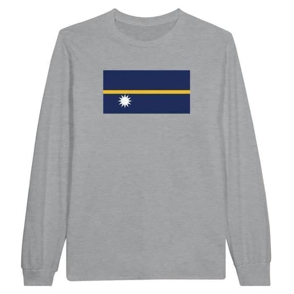 Langærmet T-shirt - PIXELFORMA - Nauru flag - 100% bomuld - Langærmede - Grå Grå jag
