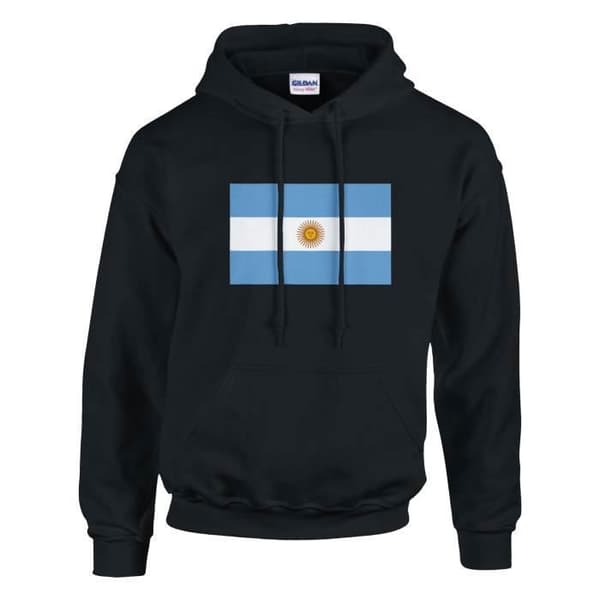 Sweatshirt med hætte - PIXELFORMA - Argentinas flag - Lange ærmer - Hættekrave - Sort Svart XL