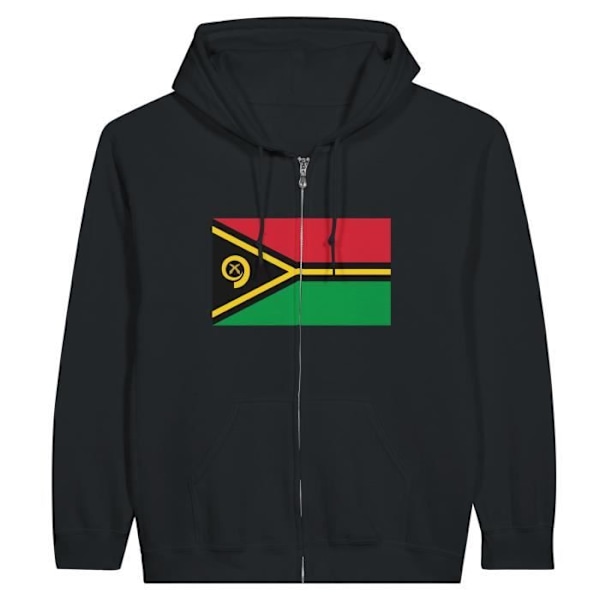 Vanuatu Flag Zip Hoodie i Svart Svart M