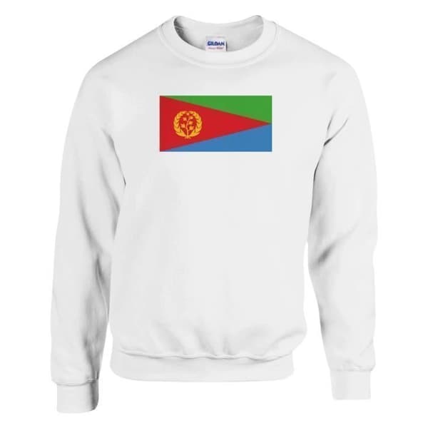 Sweatshirt - PIXELFORMA - Eritreans flag - Långa ärmar - Bomull-polyester - Vit Vit XXL