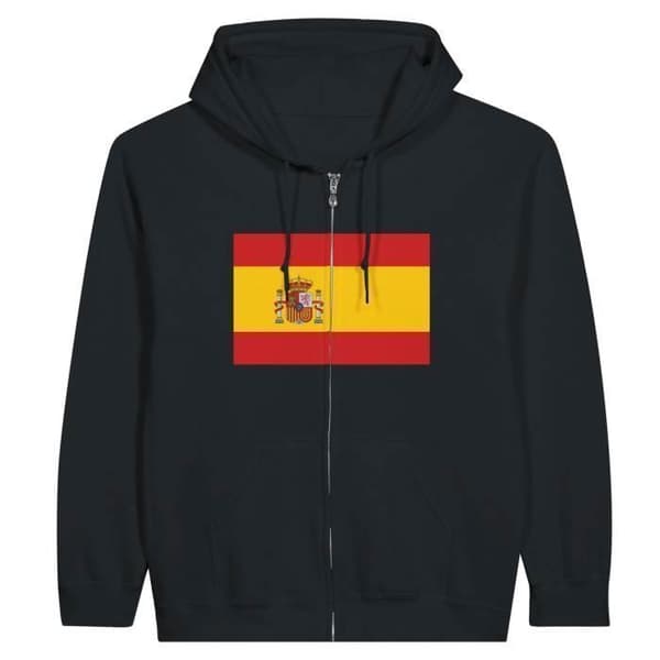 Hættetrøje - PIXELFORMA - Spanske Flag - Sort - Polyester-Bomuld - Unisex Svart jag
