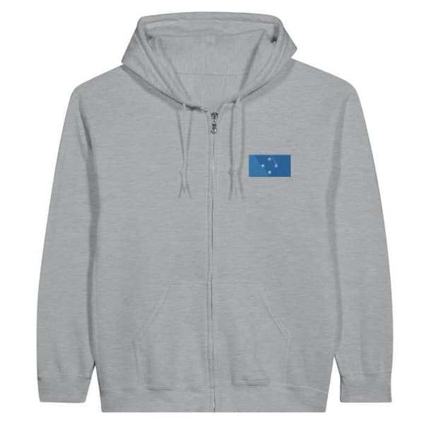 Hoodie - Flagga för Federerade Staterna i Mikronesiens - Grå - Polyester-Bomull - Långärmad - Unisex Grå M
