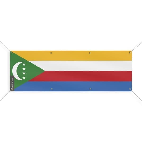 Komorien lippubanneri 8 silmukkaa 160x480 cm