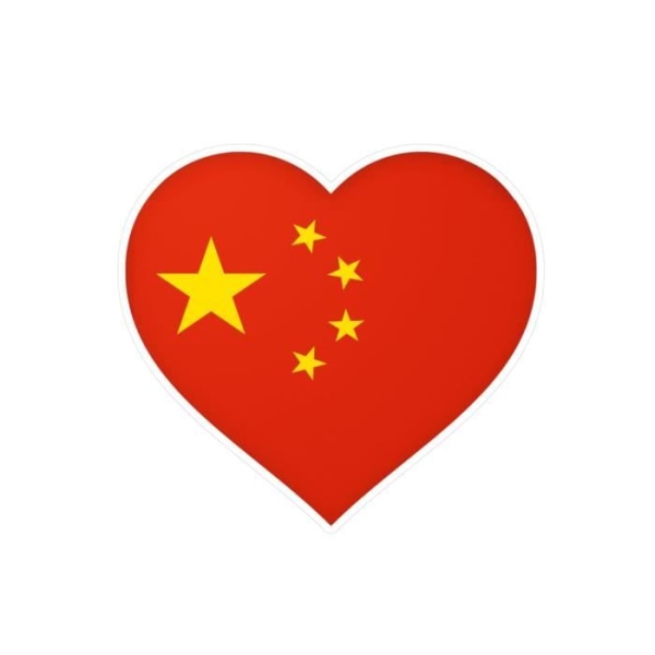 Hjärtklistermärke Folkrepubliken Kinas flagga 3,0x4,5 cm i 1000 bitar