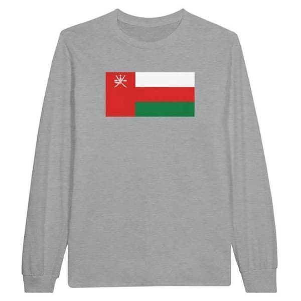 Langærmet T-shirt - PIXELFORMA - Oman Flag - 100% bomuld - Grå farve - Langærmede Grå S