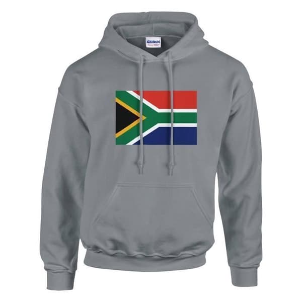 Huvtröja - PIXELFORMA - Sydafrikas flagga - Grå - Ekologisk - Bomull/Polyester Grå XXXXL