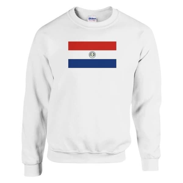 Sweatshirt - PIXELFORMA - Paraguays flagga - Långärmad - Bomull-polyester - Vit Vit XXL