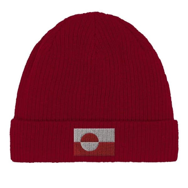 Bonnet Drapeau Groenland en Rouge Röd