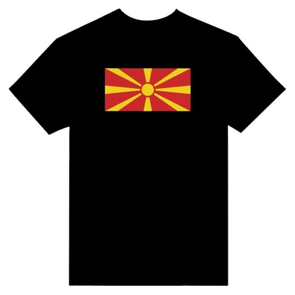 Nordmakedoniens flag T-shirt i sort farve Svart XXXL