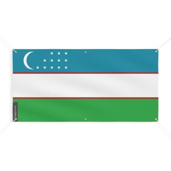 Uzbekistanin lippu 6 silmukkaa 130x260cm polyesteriä