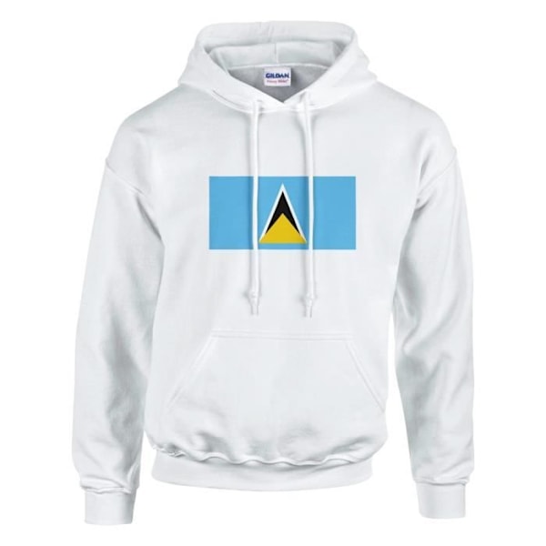 Saint Lucia Flag Hoodie i vit Vit S