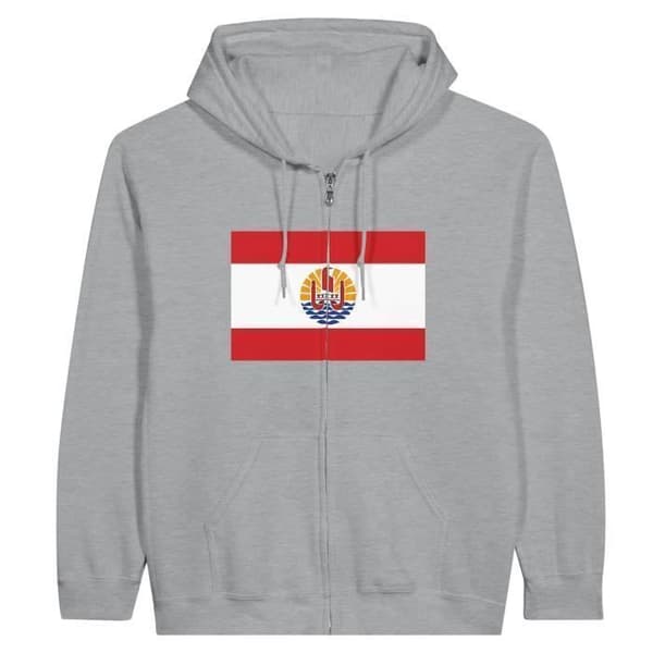 Huppari - Ranskan Polynesian lippu - Harmaa - Polyesteri-Puuvilla - Pitkät hihat - Unisex Grå XXL