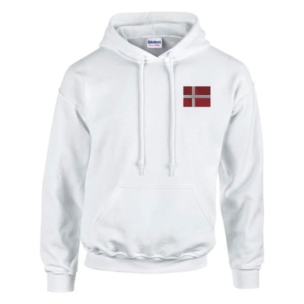 Hoodie - PIXELFORMA - Danmarks flag - Lange ærmer - Hætte - Hvid Vit M