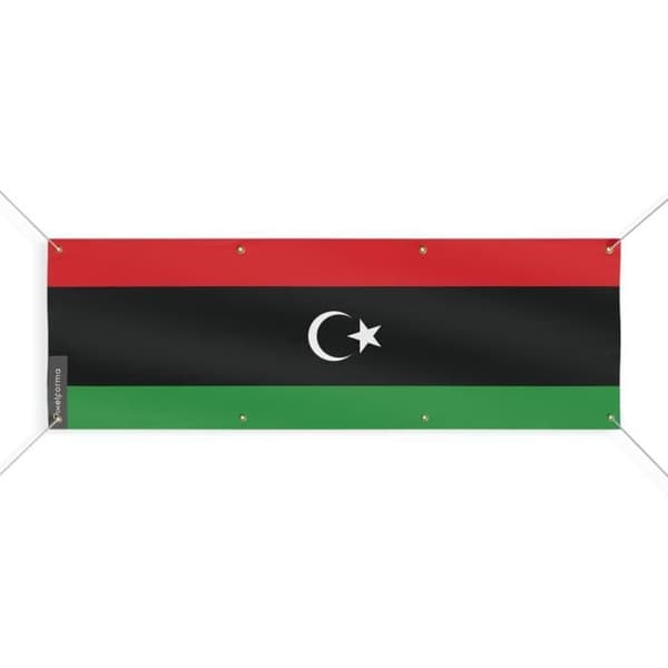 Libyens flagga Banner 8 öljetter 140x420 cm