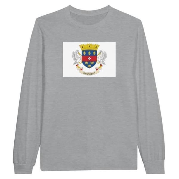 Langærmet T-shirt - PIXELFORMA - Sankt Barthélemy Flag - 100% bomuld - Grå - Langærmede Grå M