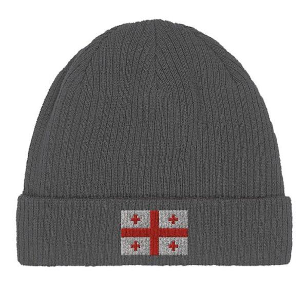 Bonnet Drapeau Georgien i Grå Grå