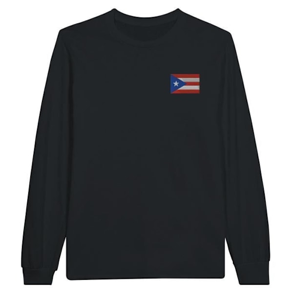 Puerto Rico Flag Brodeerattu pitkähihainen musta T-paita Svart XL