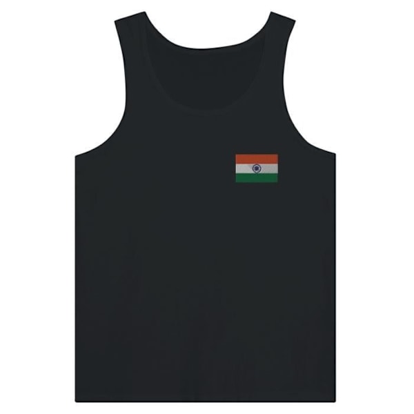 Indien Flag Broderi Tank Top i Sort Svart XS