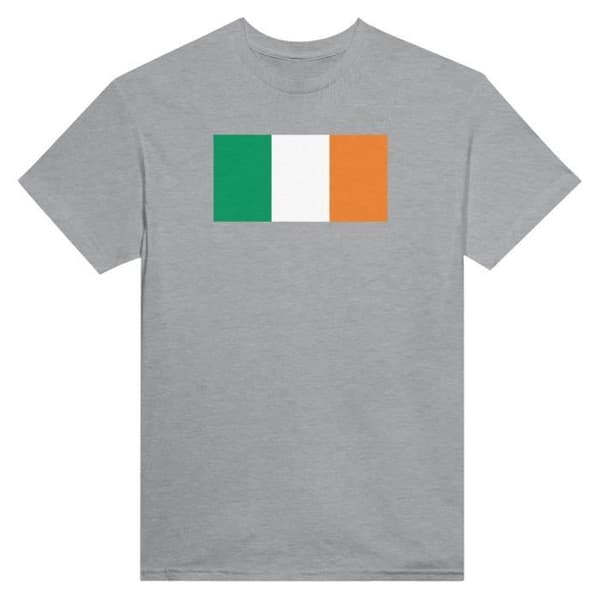 T-shirt - PIXELFORMA - Irlandske flag - 100% bomuld - Klassisk pasform - Korte ærmer Grå S
