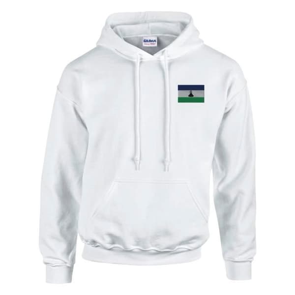 Hættetrøje - PIXELFORMA - Lesothos flag - Lange ærmer - Hætte - Unisex Vit M