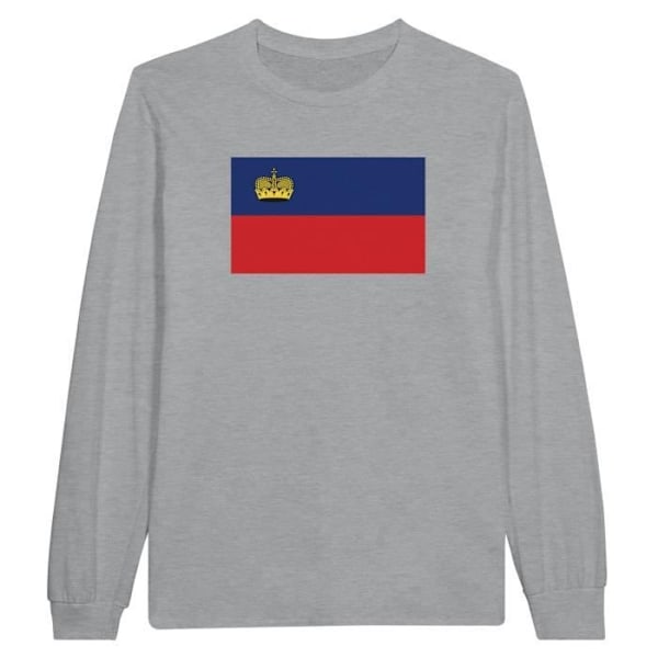 Liechtenstein Flag pitkähihainen T-paita harmaa Grå XXXL