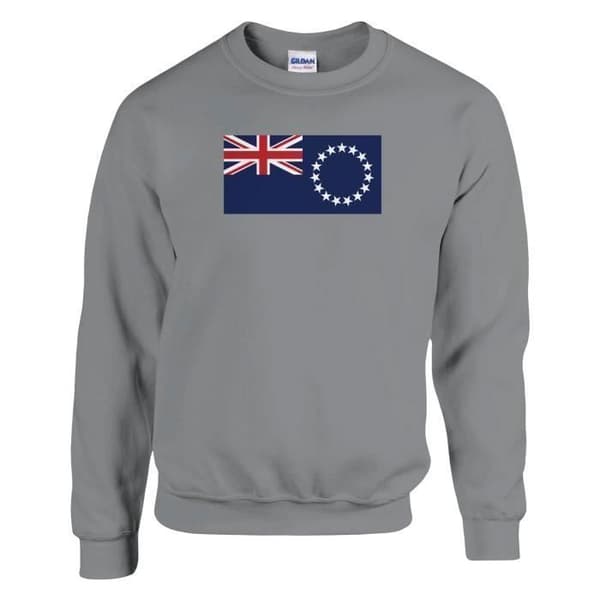 Sweatshirt - PIXELFORMA - Cooköarnas flagga - Långa ärmar - Grå - Bomull-polyester Grå XXL