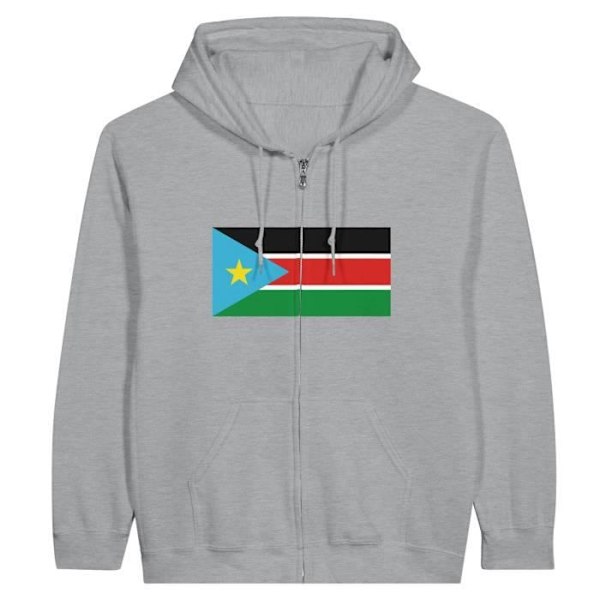 South Sudan Flag Hættetrøje med lynlås i grå Grå S