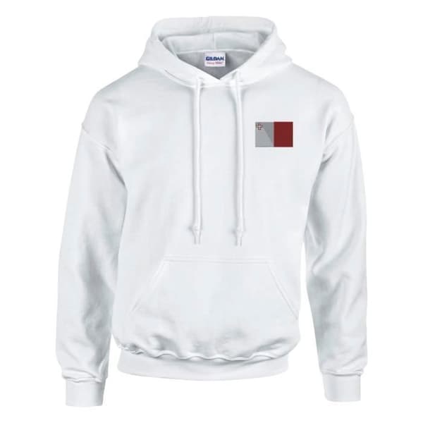 Hoodie - PIXELFORMA - Malta Flag - Bomull och polyester - Justerbar - Hållbar Vit S