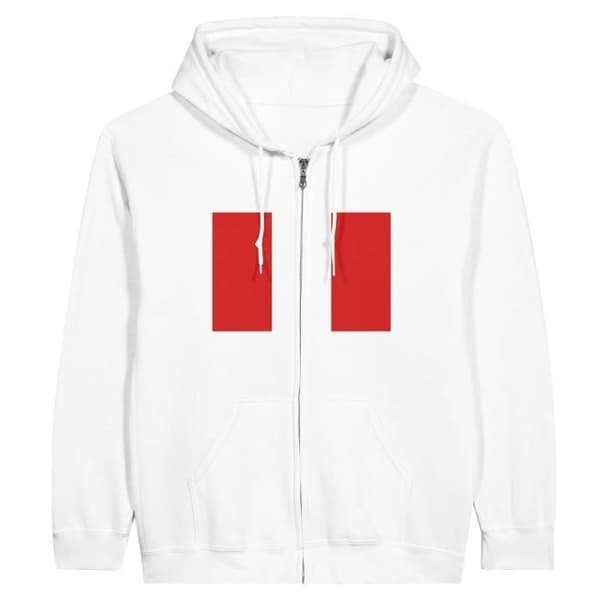 Sweatshirt med hætte - PIXELFORMA - Peru's flag - Hvid - 50% bomuld - 49% polyester Vit XXXL