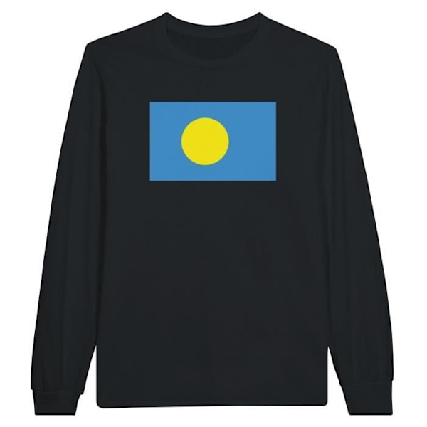 Palau Flag Langærmet T-Shirt i Sort Svart XXL