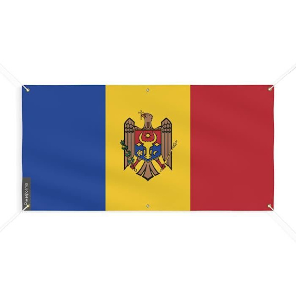Moldovan lippu 6 silmukkaa 180x360cm polyesteriä