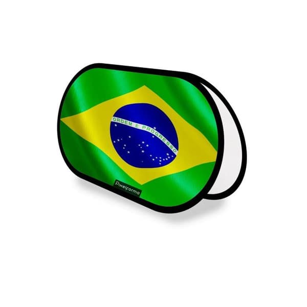 Oval Flag - Brasil - 70 x 120 cm - Polyester - Double-sided print - Foldable retractable Flerfärgad