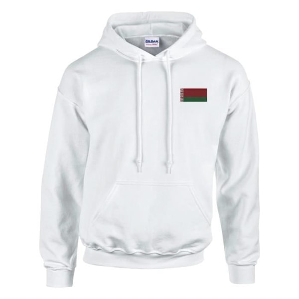 Vitrysslands flagga broderi hoodie i vit Vit XXL