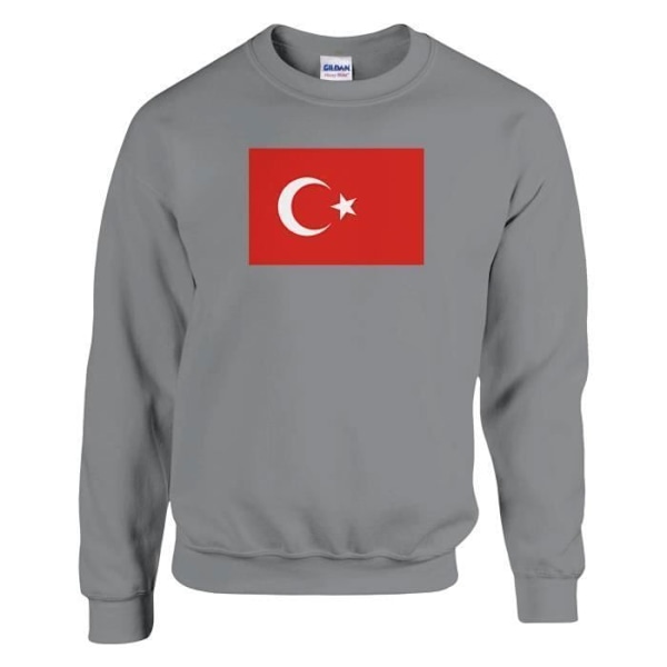 Sweatshirt - PIXELFORMA - Turkin lippu - Harmaa - Pitkät hihat - Unisex Grå S