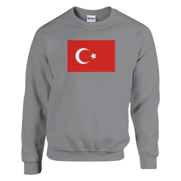 Sweatshirt - PIXELFORMA - Tyrkiets flag - Grå - Lange ærmer - Unisex Grå S