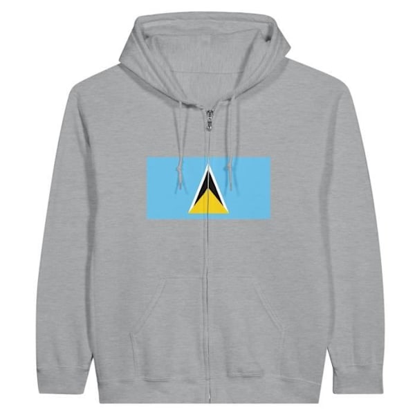 Saint Lucia Flag Zip Hoodie i grått Grå XXL