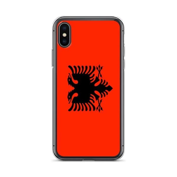 Coque - PIXELFORMA - iPhone XS - Drapeau av Albanien - Full skydd - Mjuk Röd