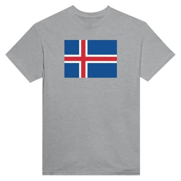 T-shirt - PIXELFORMA - Islands flagga - 100% bomull - Grå - Korta ärmar Grå jag