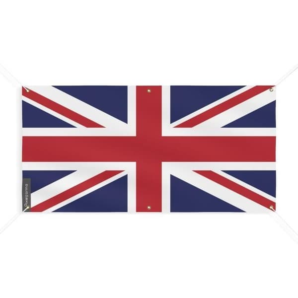 Iso-Britannian lippubanneri 6 silmukkaa 140x280cm polyesteriä