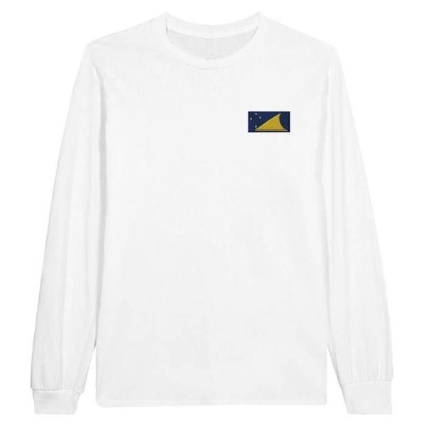 Tokelau Flag Embroidery pitkähihainen T-paita valkoinen Vit XL