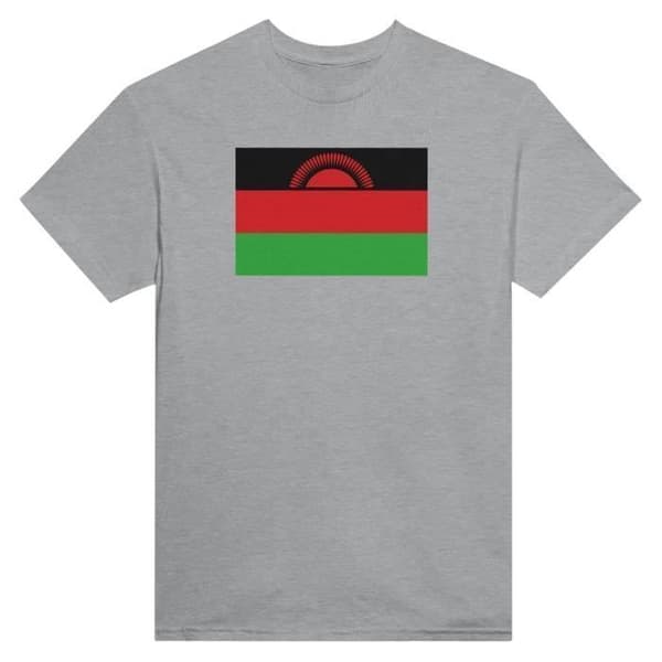 T-shirt - PIXELFORMA - Malawi Flag - Grå - 100% bomuld - Korte ærmer Grå M