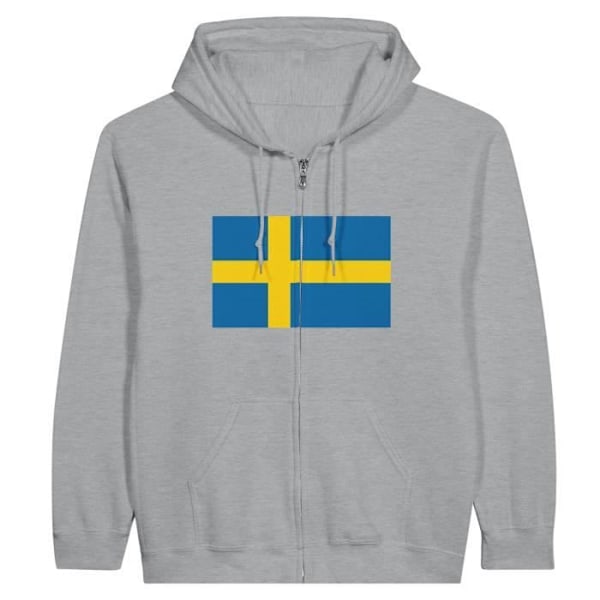 Sweden Flag vetoketjuhuppari harmaa Grå XXL