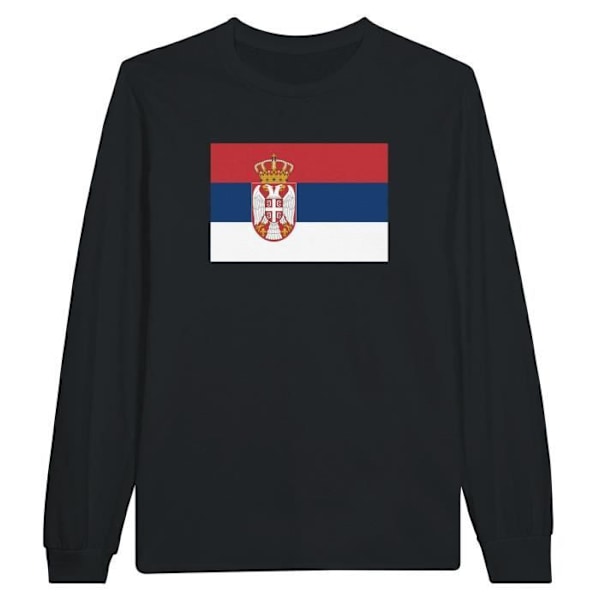 Serbia Flag Långärmad T-shirt i Svart Svart XXL