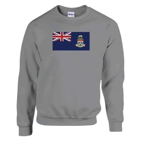 Sweatshirt - PIXELFORMA - Cayman Islands Flag - Grå - Lange ærmer - Afrundet krave Grå XL