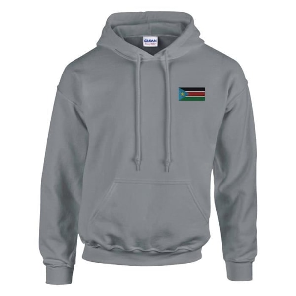 Sydsudan flagga broderi hoodie i grått Grå S