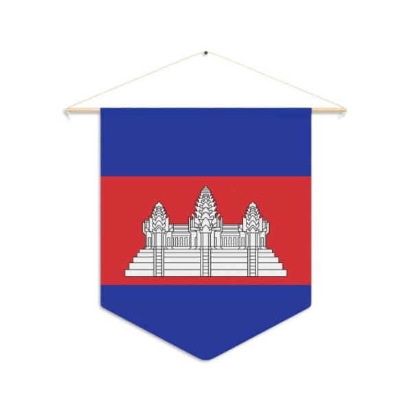 Kambodja flaggvimpel att hänga i canvas 30x45cm